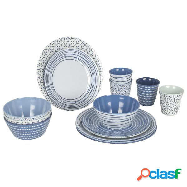 Bo-Camp Set de vajilla 16 piezas Mix & Match melamina azul