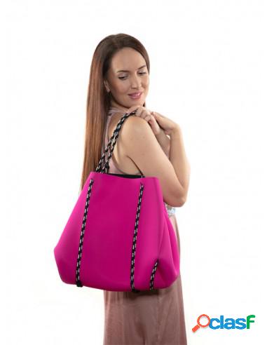 Bolsos De Neopreno Con Cuerdas Para Mujer Rosa