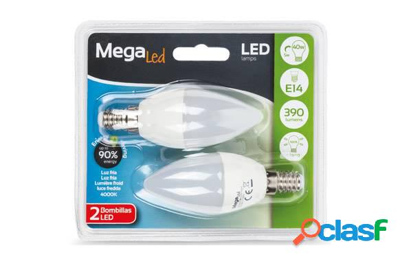 Bombilla Led Vela MegaLed E14 Luz Neutra 390LM 5W
