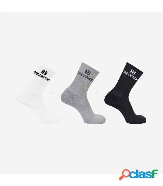 Calcetines Salomon Crew 3 Pack Blanco Negro Gris 39/41