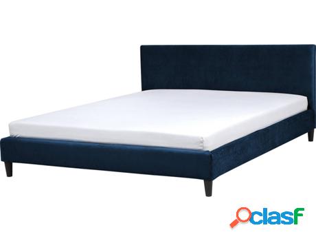 Cama Fitou (Azul - Terciopelo -214x190x87 cm)