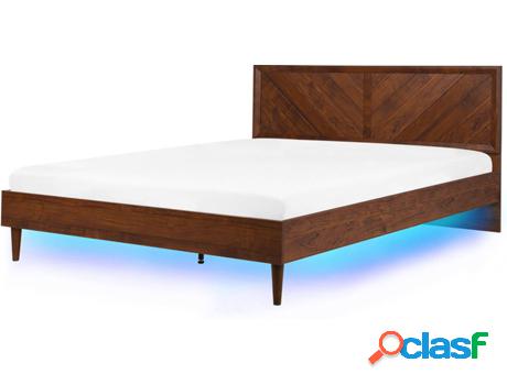 Cama Mialet con LED (Marrón - Tablero de Aglomerado