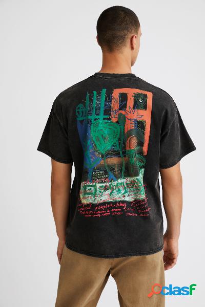 Camiseta manga corta arty estampado a mano