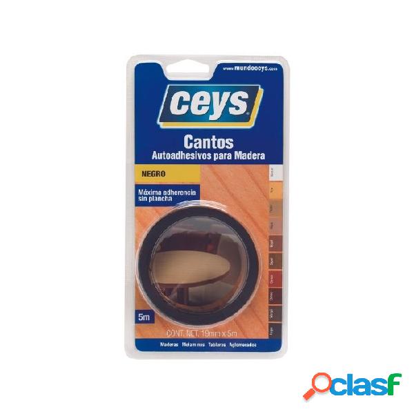 Cantos autoadhesivos para madera Ceys Negro 5mx19mm