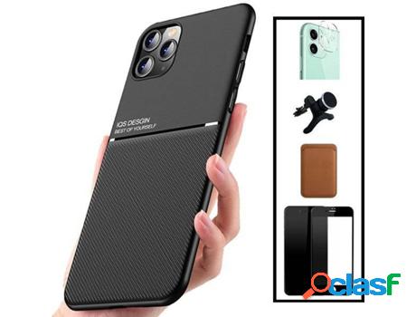 Carcasa + Protector + Soporte + Magnetic Wallet iphone 13