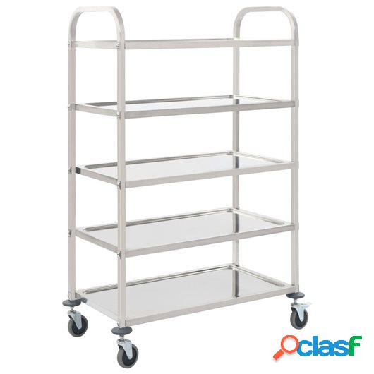 Carrito de cocina de 5 alturas 107x55x147 cm acero