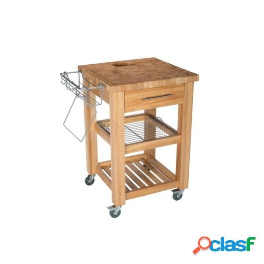 Carro Cocina Mesita 60X60X90Cm 1 Cajon Acero/Madera Chris