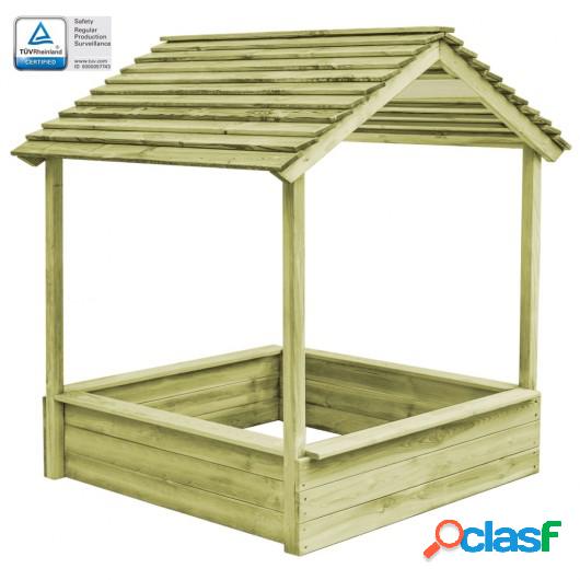 Casa de juegos de jardín con cajón de arena madera de pino