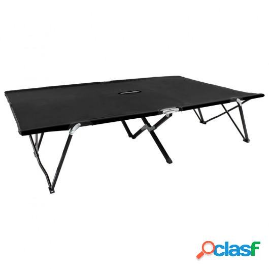 Catre plegable de camping para 2 personas acero negro