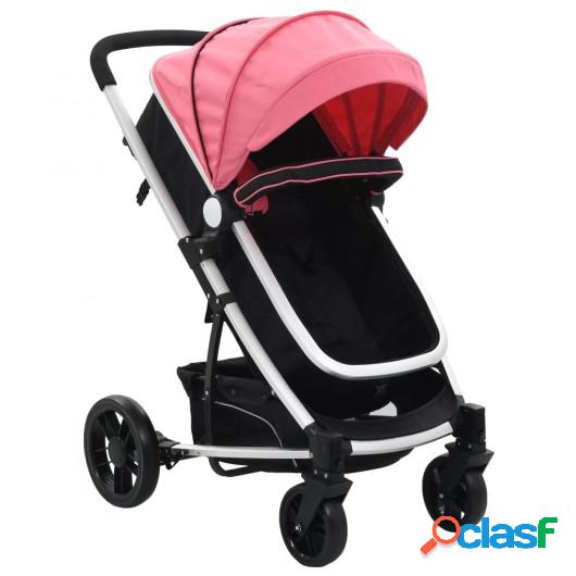Cochecito/Silla de bebé 2 en 1 aluminio rosa y negro