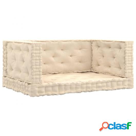 Cojines para palets de suelo 4 unidades algodón beige