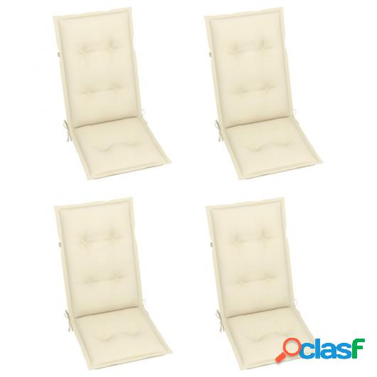 Cojines para sillas de jardín 4 uds crema 120x50x7 cm
