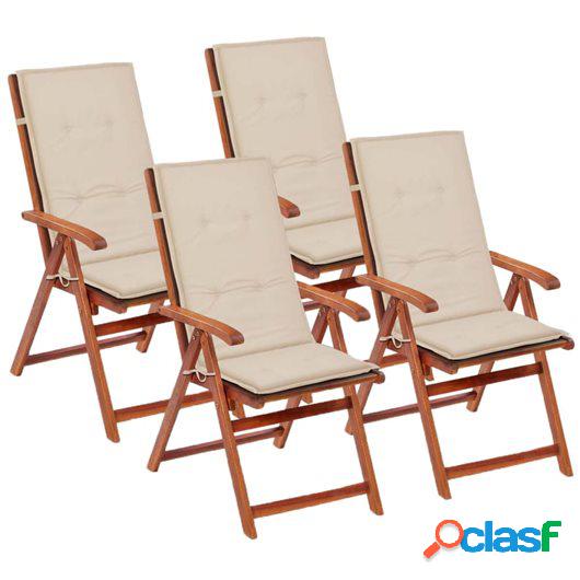 Cojines para sillas de jardín 4 unidades crema 120x50x3 cm