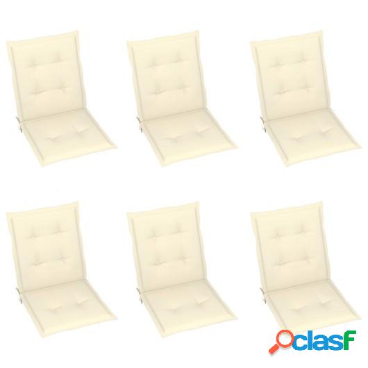 Cojines para sillas de jardín 6 uds color crema 100x50x4 cm