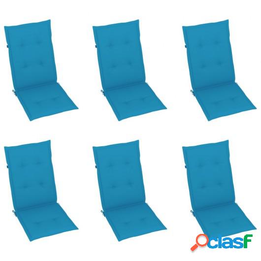 Cojines para sillas de jardín 6 unidades azul 120x50x4 cm