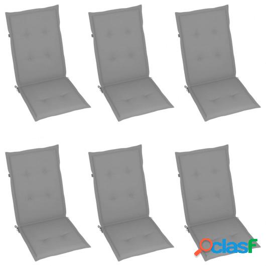 Cojines para sillas de jardín 6 unidades gris 120x50x4 cm
