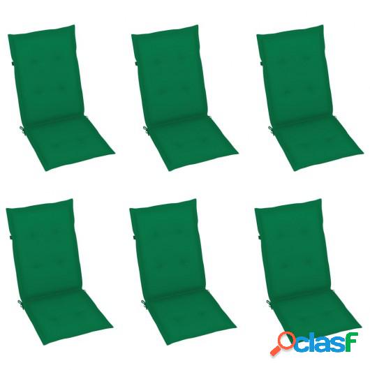 Cojines para sillas de jardín 6 unidades verde 120x50x4 cm