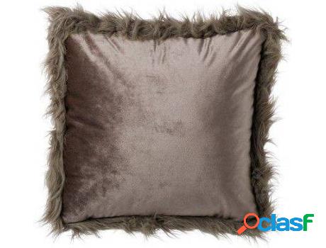 Cojín HOGAR Y MÁS Con Relleno Gri Borde De Pelo (45 x 45