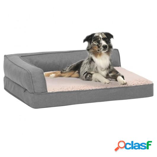 Colchón de cama de perro ergonómico aspecto lino gris