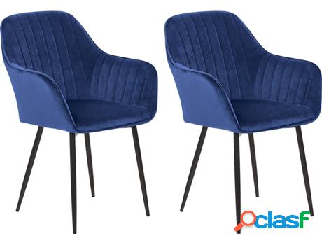 Conjunto 2 Silla Wellston (Azul - Terciopelo -42x50x87 cm)