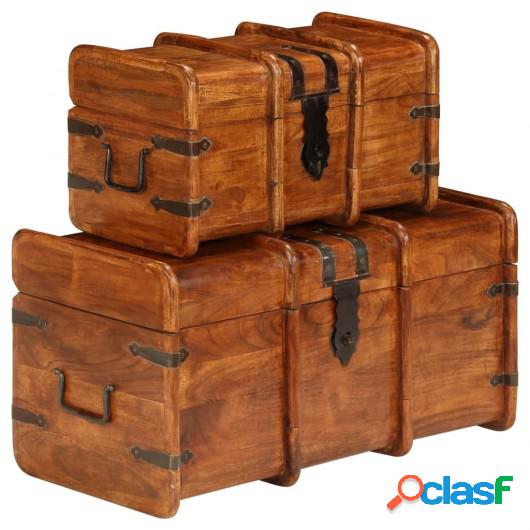 Conjunto 2 baúles de almacenaje madera acacia acabado