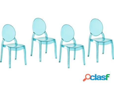 Conjunto 4 Sillas de Comedor Merton (Azul - Policarbonato