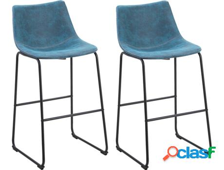 Conjunto de 2 Banco Franks (Azul - Poliéster -46x46x99 cm)