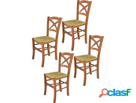 Conjunto de 4 Sillas T M C S Cross 330CI (Marrón - 88x43x46