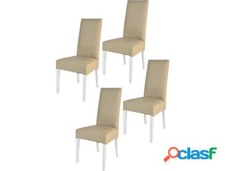 Conjunto de 4 Sillas T M C S Luisa (Blanco y Lino - 99x46x55