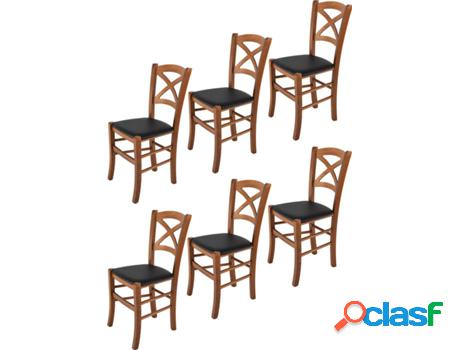 Conjunto de 6 Sillas T M C S Cross 332NO-110-PN901 (Marrón