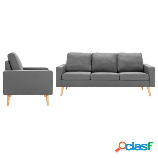Conjunto de sofás de 2 piezas tela gris claro