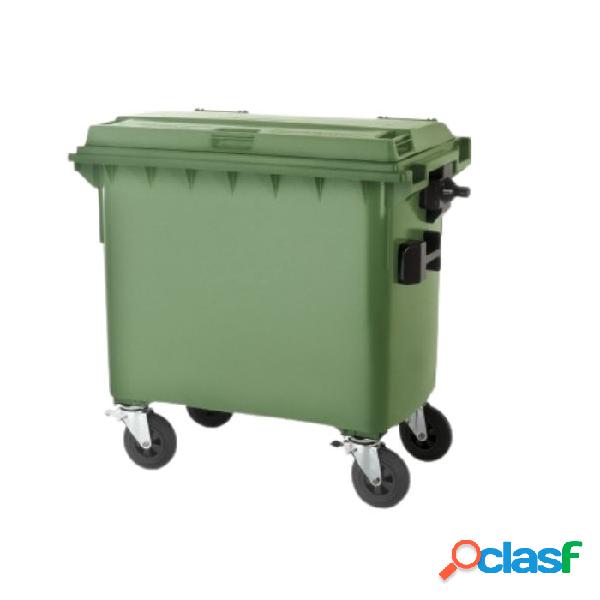 Contenedor de basura Weber de color verde con ruedas 770L