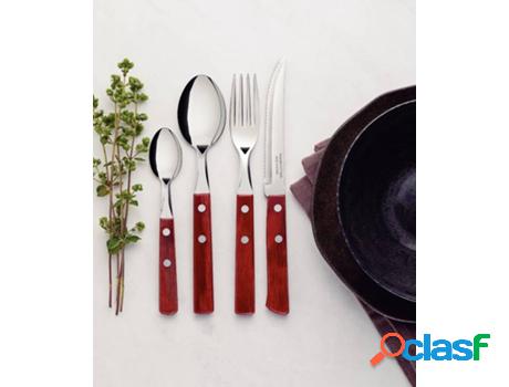Cubertería TRAMONTINA Polywood 24 piezas Rojo (Acero Inox)