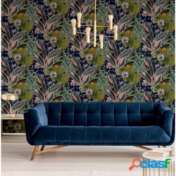 DUTCH WALLCOVERINGS Papel pintado Passion Flower azul marino