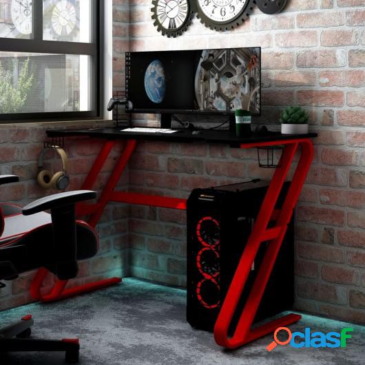 Escritorio gaming con patas forma ZZ negro rojo 110x60x75cm