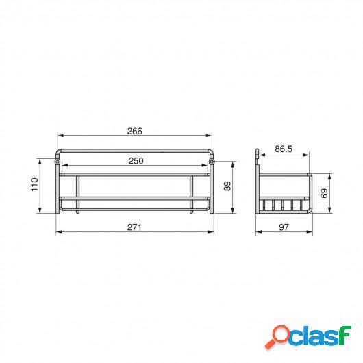 Especiero para pared o mueble de cocina, 3 bandejas, acero,