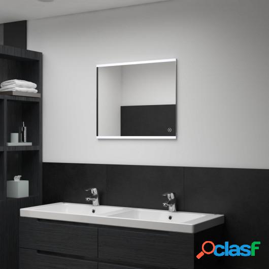 Espejo de pared para baño con LED y sensor táctil 60x50 cm
