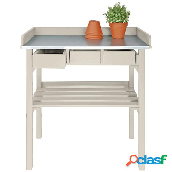 Esschert Design Mesa de trabajo para jardín CF29W, Blanco