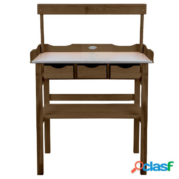 Esschert Design Mesa para macetas con cajones y estante