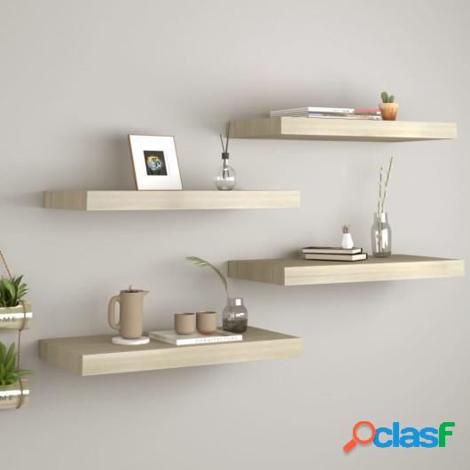 Estante flotante pared 4 uds color roble MDF 60x23,5x3,8 cm