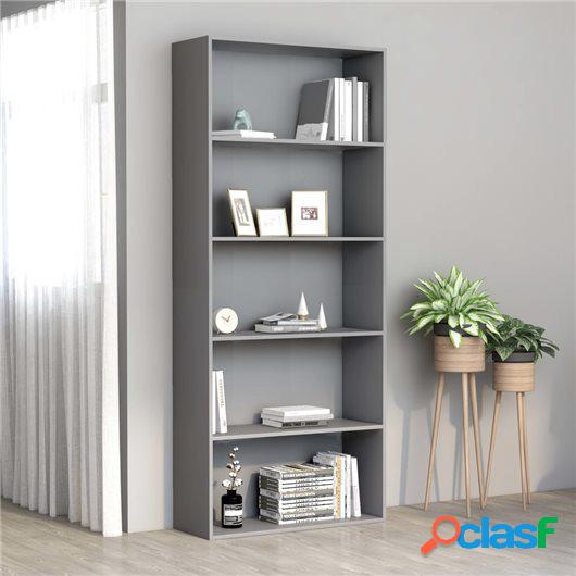 Estantería de 5 niveles de aglomerado gris 80x30x189 cm