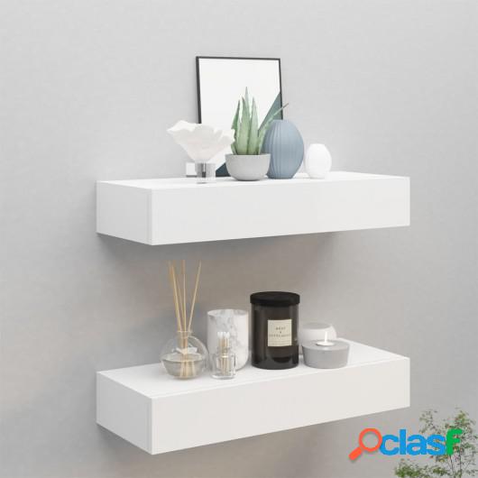 Estantes con cajón de pared 2 uds blanco MDF 60x23,5x10cm