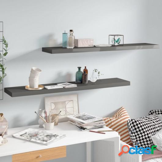 Estantes flotantes pared 2 uds gris brillo MDF