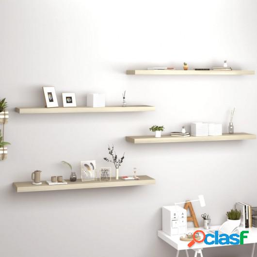 Estantes flotantes pared 4 uds color roble MDF