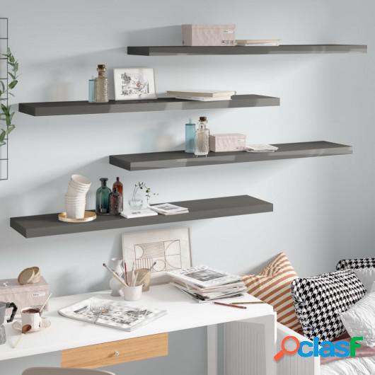 Estantes flotantes pared 4 uds gris brillo MDF