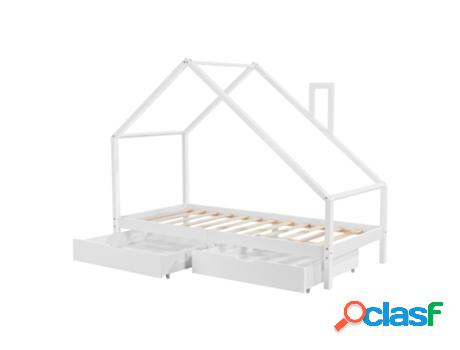 Estructura de Cama Infantil EN.CASA (Blanco - Madera - 90 x