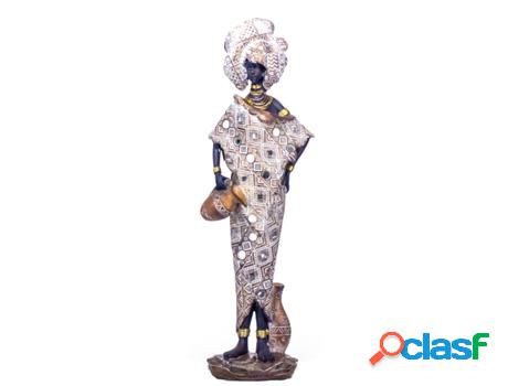 Figura Africana Dorado de Resina 47X9X14cm Figura de