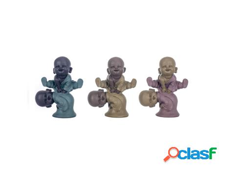 Figura Buda 3 Unidades Multicolor de Resina 12*6*10cm Figura