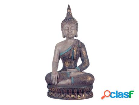 Figura Buda Sentado Gris de Resina 26*11*14cm Figura de Buda