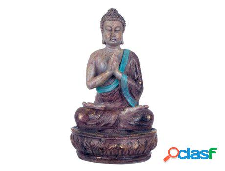 Figura Buda Sentado Rezando Gris de Resina 19*11*11cm Figura